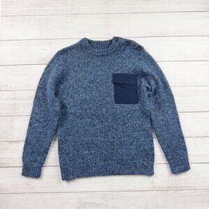 Zara Solid Knit Pocket Crewneck Sweater